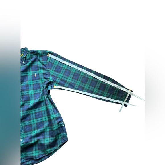 Polo Ralph Lauren Plaid Flannel Button Shirt Mens Slim Fit Navy Green Size XXL - Picture 6 of 11